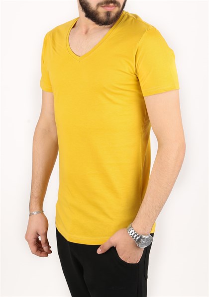 Madmext V-Yaka Hardal Sarısı T-shirt 2309