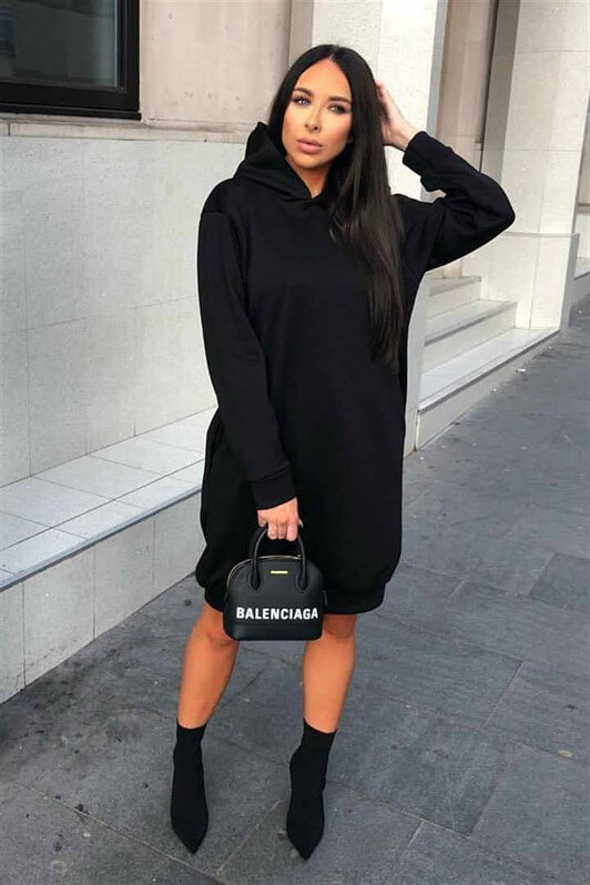 Mad Girls Black Dress with Hooded MG086