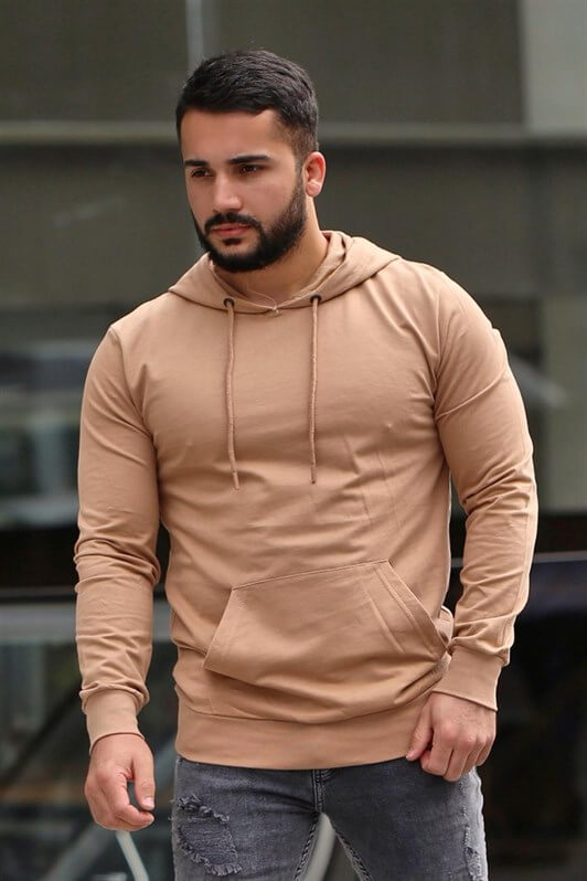 Madmext Camel Basic Hoodie 4117 