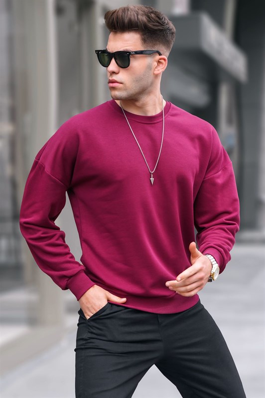 Madmext Maroon Sweatshirt For Men 4782