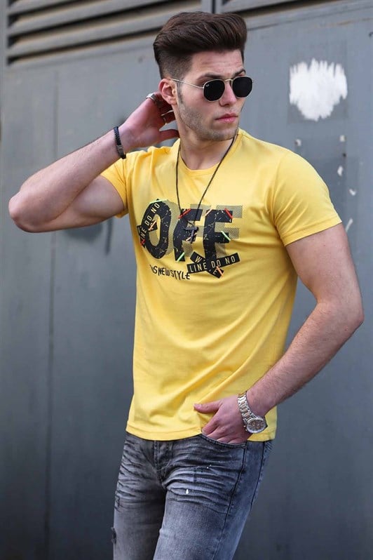 Madmext Big Size Yellow T-shirt for Men  4573