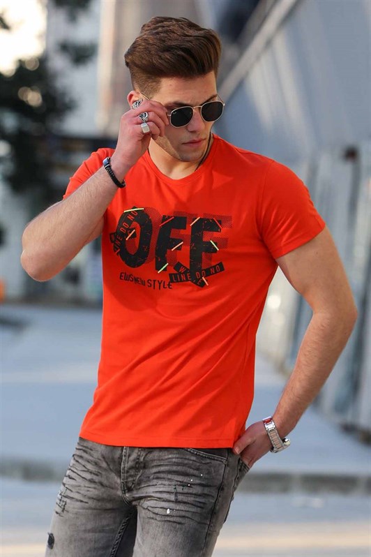 Madmext Big Size Orange T-shirt for Men 4573