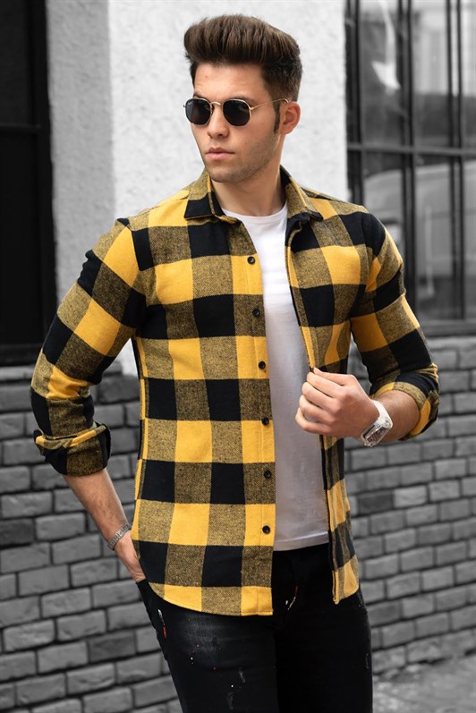 Madmext Yellow Checkered Shirt  4664