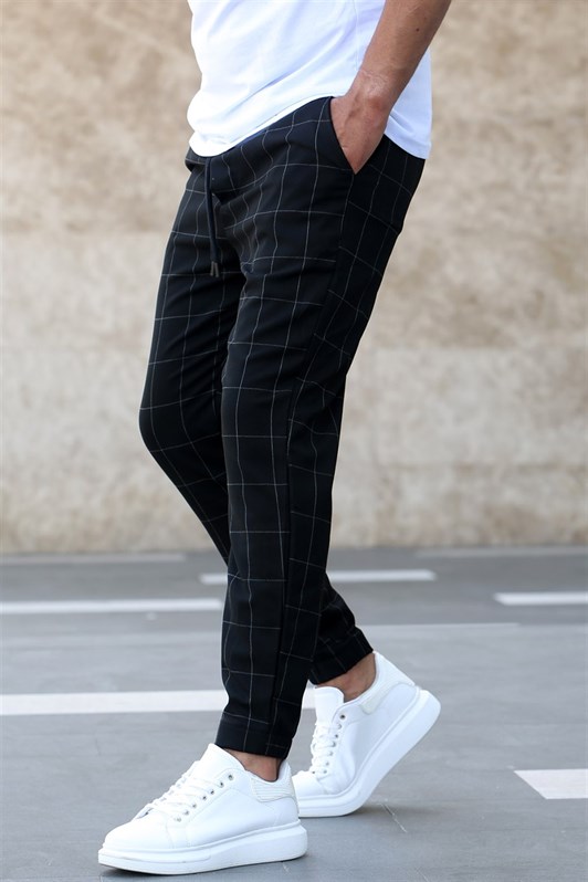 Madmext Black Checked Trousers Mad4081