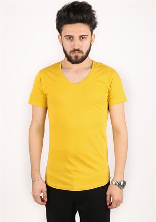 Madmext V-Yaka Hardal Sarısı T-shirt 2309
