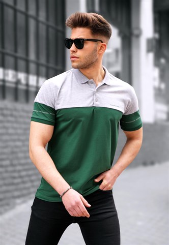 Erkek Basic Yeşil Polo Yaka Erkek Tişört