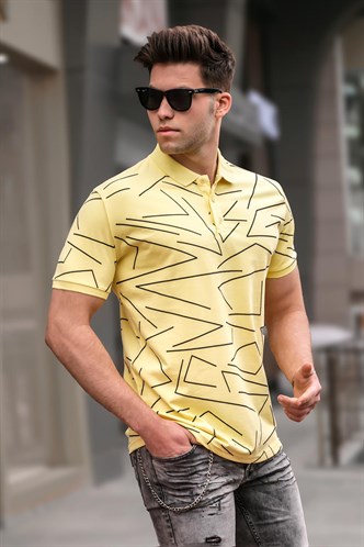 Erkek Polo Yaka Sarı Desenli Tişört 5817