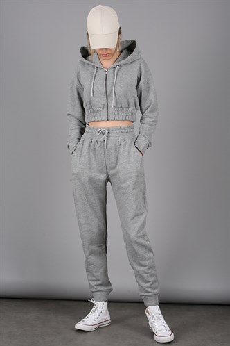 Mad Girls Grey Tracksuit With Hooded  MG091