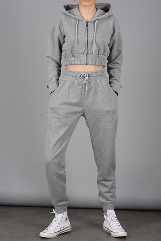 Mad Girls Grey Tracksuit With Hooded  MG091