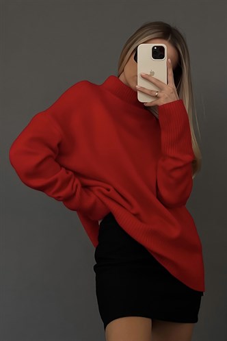 Mad Girls Turtleneck Red Sweater MG1252
