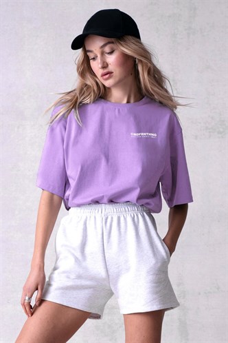 Mad Girls Unisex Printed Lilac T-shirt Mg1197
