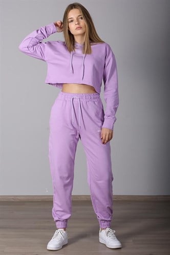 Mad Girls Lilac Hooded Women's Tracksuits MG465-2