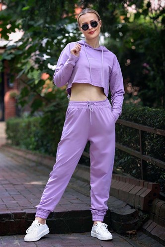 Mad Girls Lilac Hooded Women's Tracksuits MG465-2