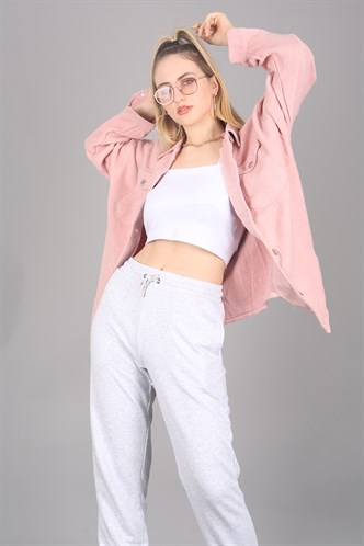Mad Girls Oversize Soft Pink Woolen Jacket Mg1199