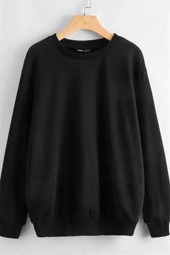Mad Girls Siyah Basic Sweatshirt MG806