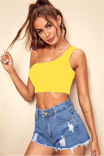 Mad Girls Yellow One Shoulder Strappy Body MG325