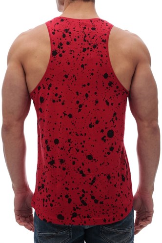 Sleeveless T-Shirt In Printed Red 2888