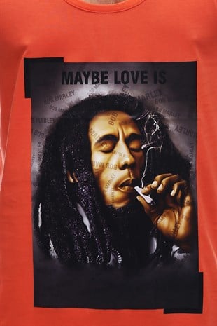 Madmext Baskılı Turuncu Bob Marley Atlet 2634