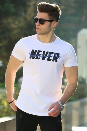 Madmext Big Size White Printed T-shirt for Men 4560