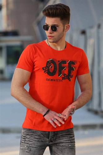 Madmext Big Size Orange T-shirt for Men 4573
