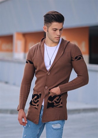 Madmext Brown Cardigan with Hooded 2123