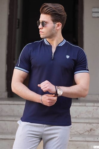 Madmext Navy Blue Polo Shirt for Men 9281