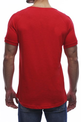 Madmext Nakış Detaylı Baskılı Kırmızı Tişört 2620