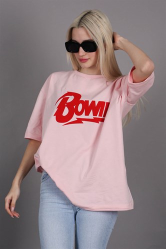Women Printed Pink Over Fit T-Shirt MG1514
