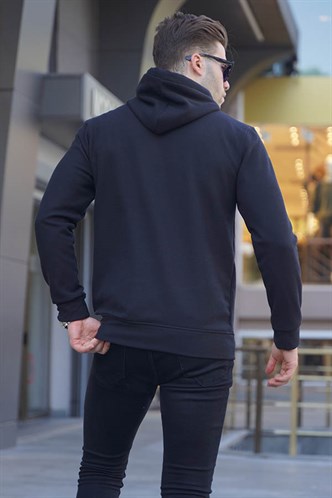 Siyah Kapüşonlu Basic Sweatshirt 6014
