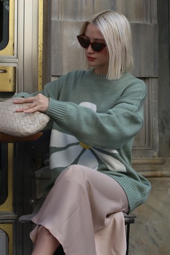 Women Designed Green Oversize Sweater MG1427